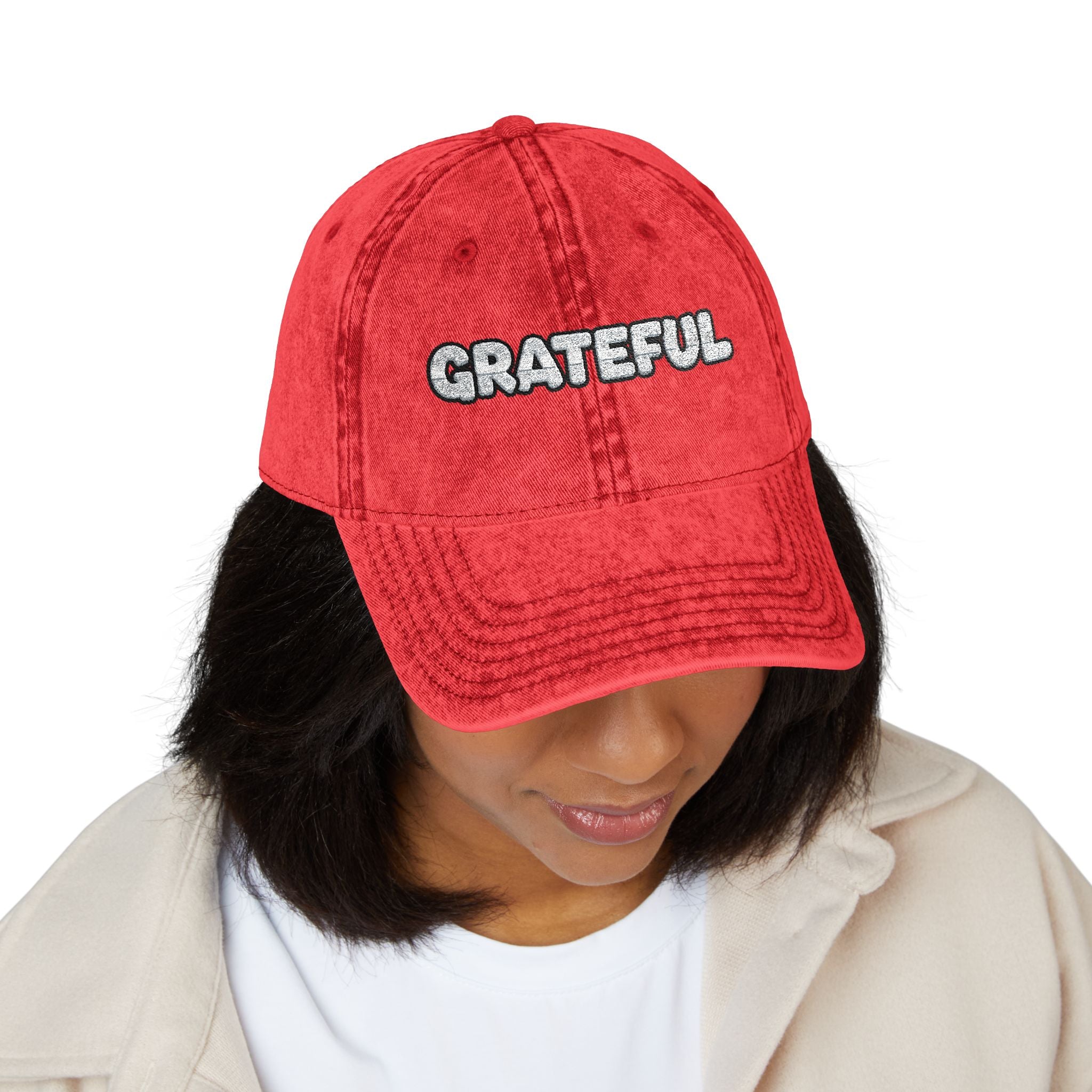 Grateful Embroidered Vintage Cap Washed Cotton Adjustable