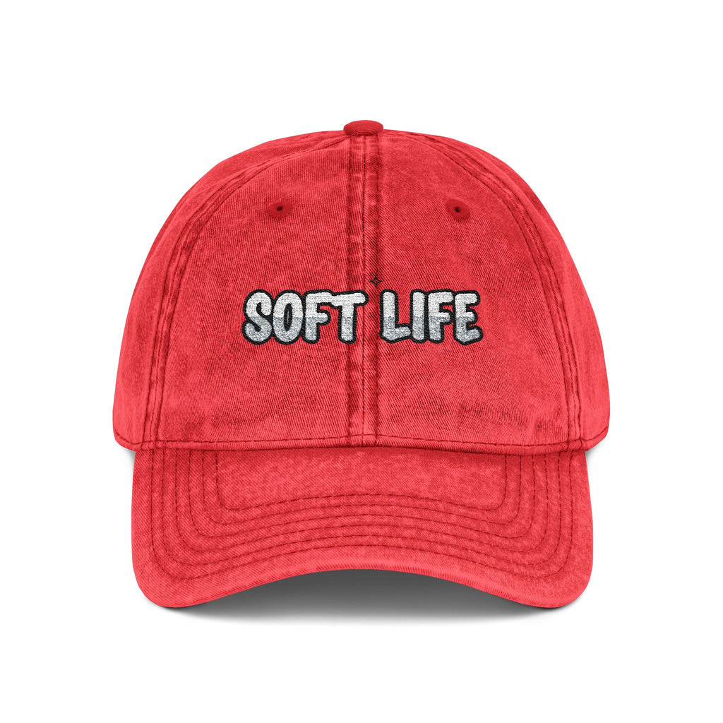 Soft Life Embroidered Hat Washed Cotton Brass Buckle