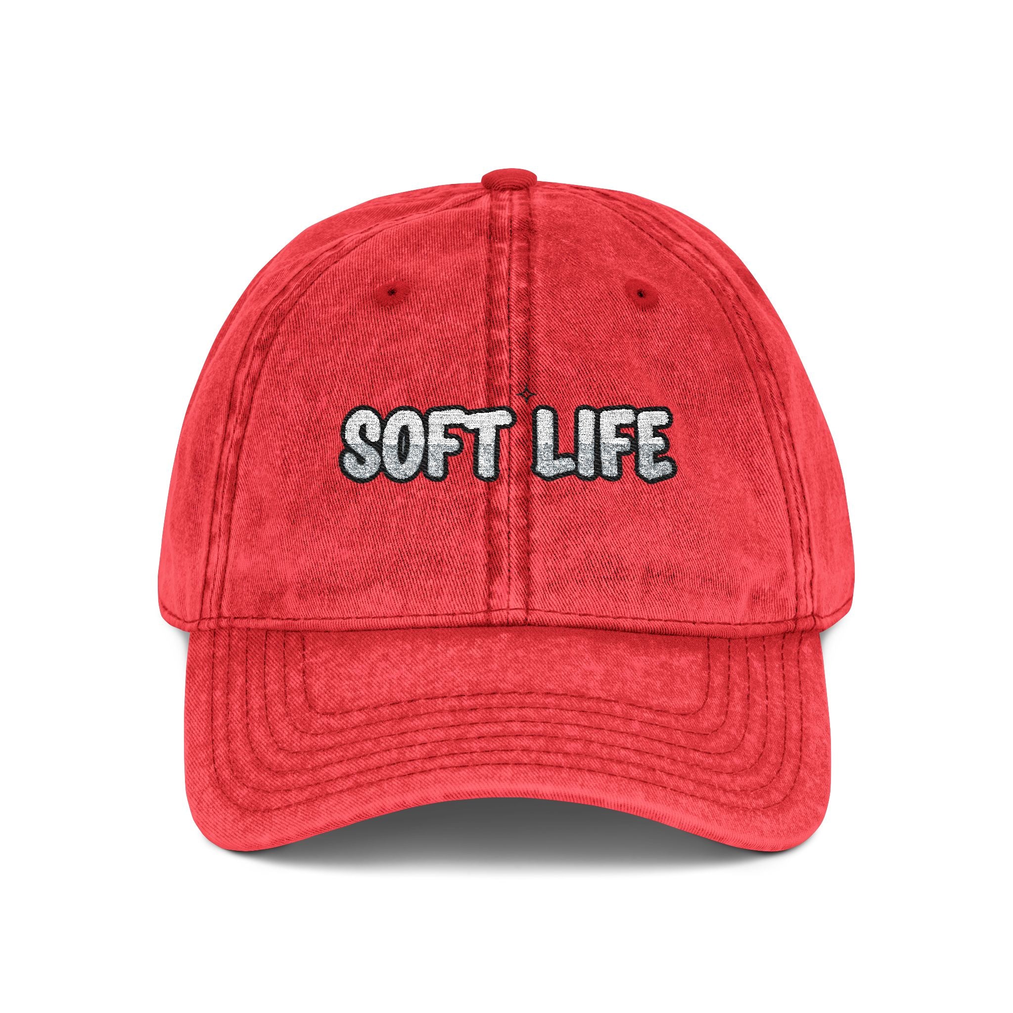 Soft Life Embroidered Hat Washed Cotton Brass Buckle
