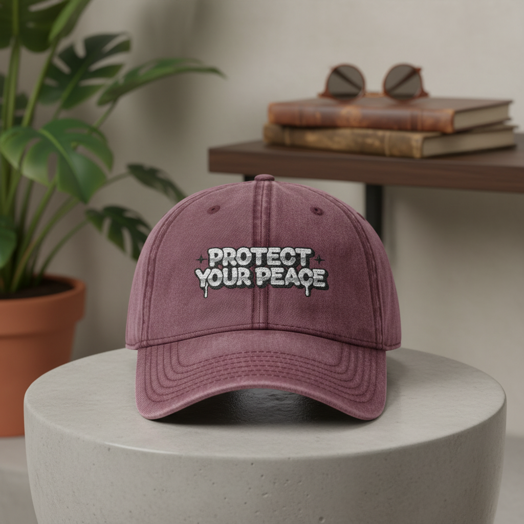 Protect Your Peace Vintage Embroidered Cap Adjustable Fit