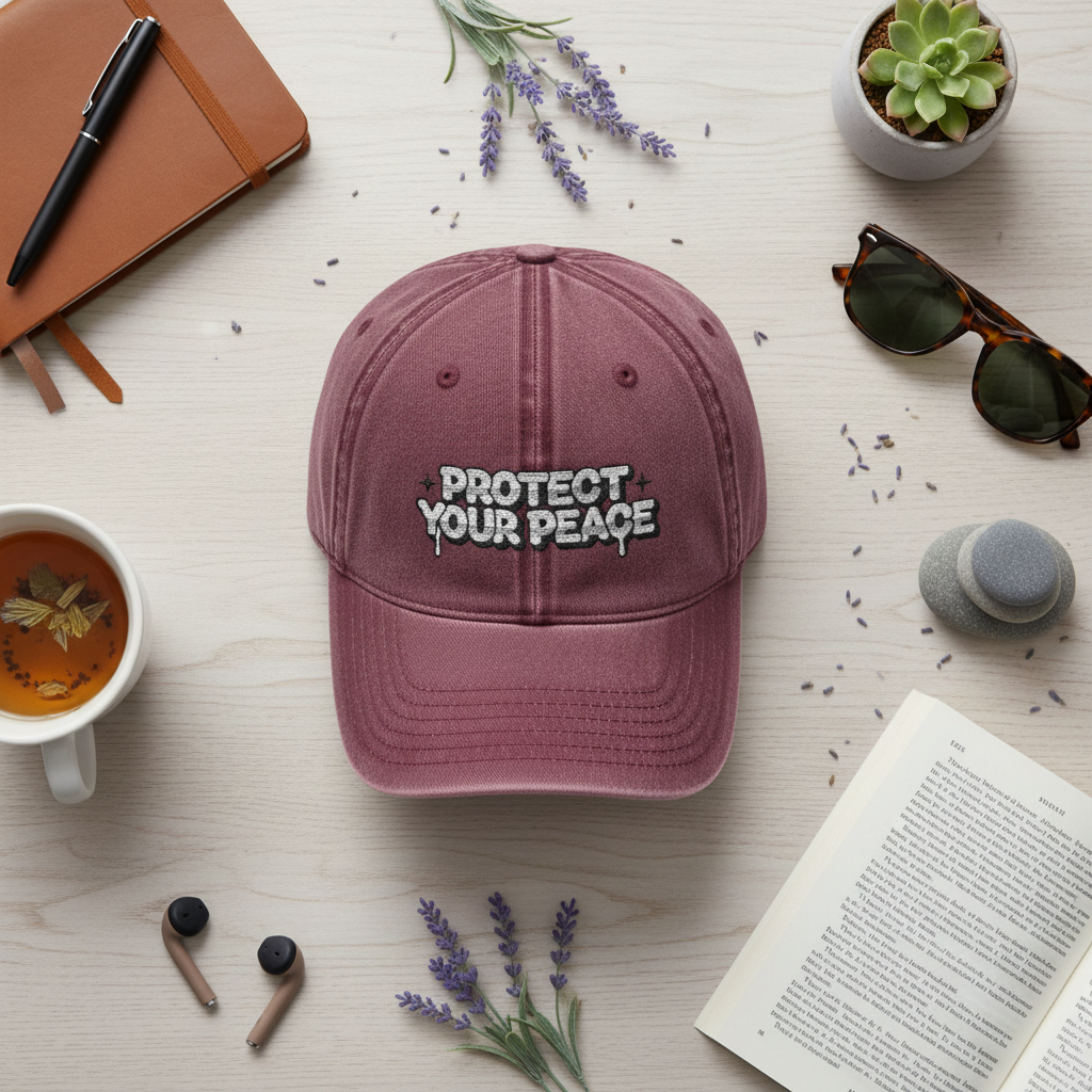 Protect Your Peace Vintage Embroidered Cap Adjustable Fit