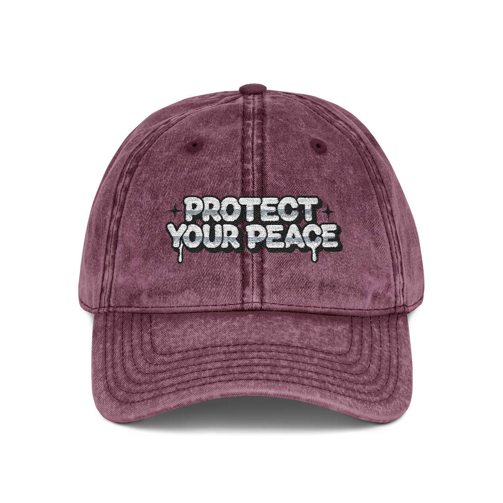 Protect Your Peace Vintage Embroidered Cap Adjustable Fit