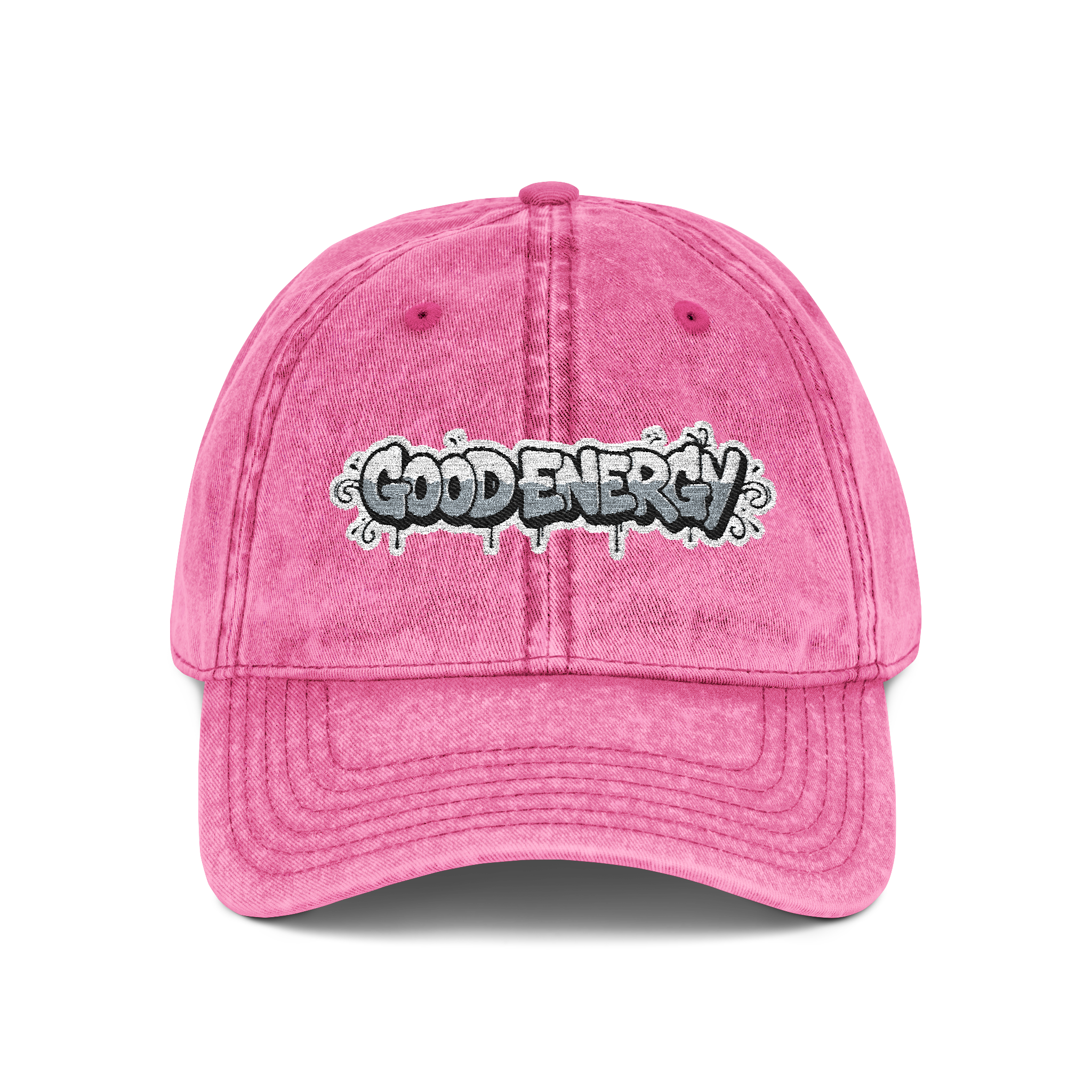 Good Energy Embroidered Washed Vintage Cap Graffiti Drip