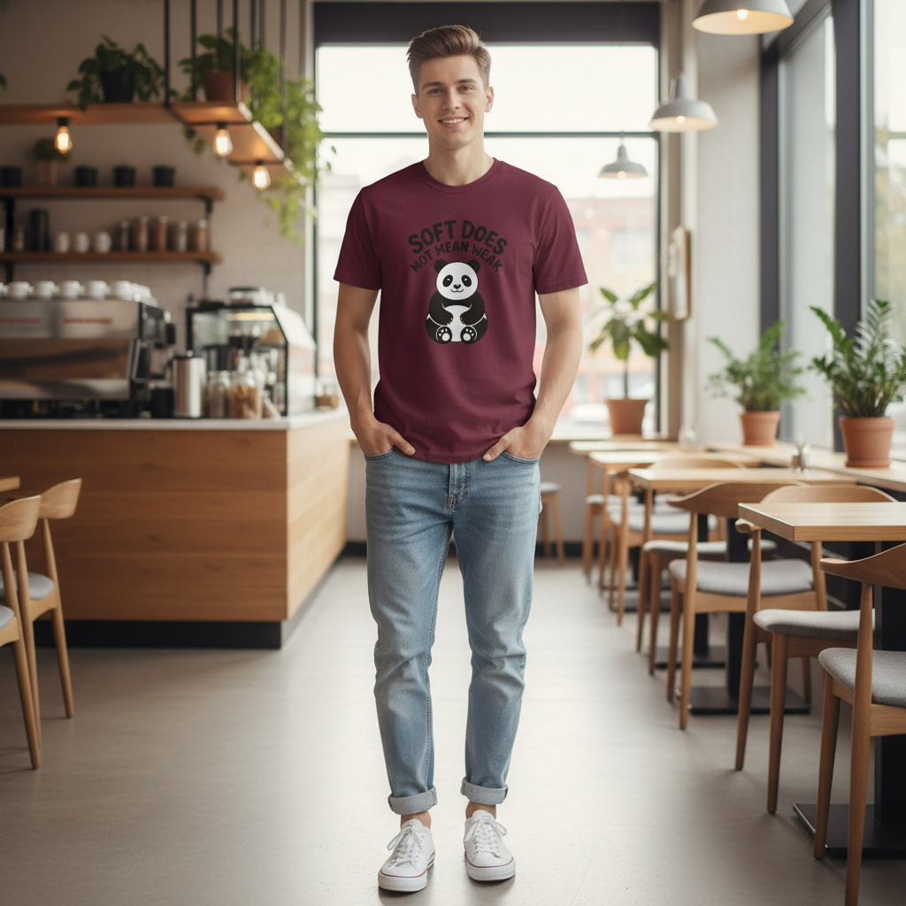 Soft Does Not Mean Weak Panda T-Shirt | Unisex Motivational Graphic Tee