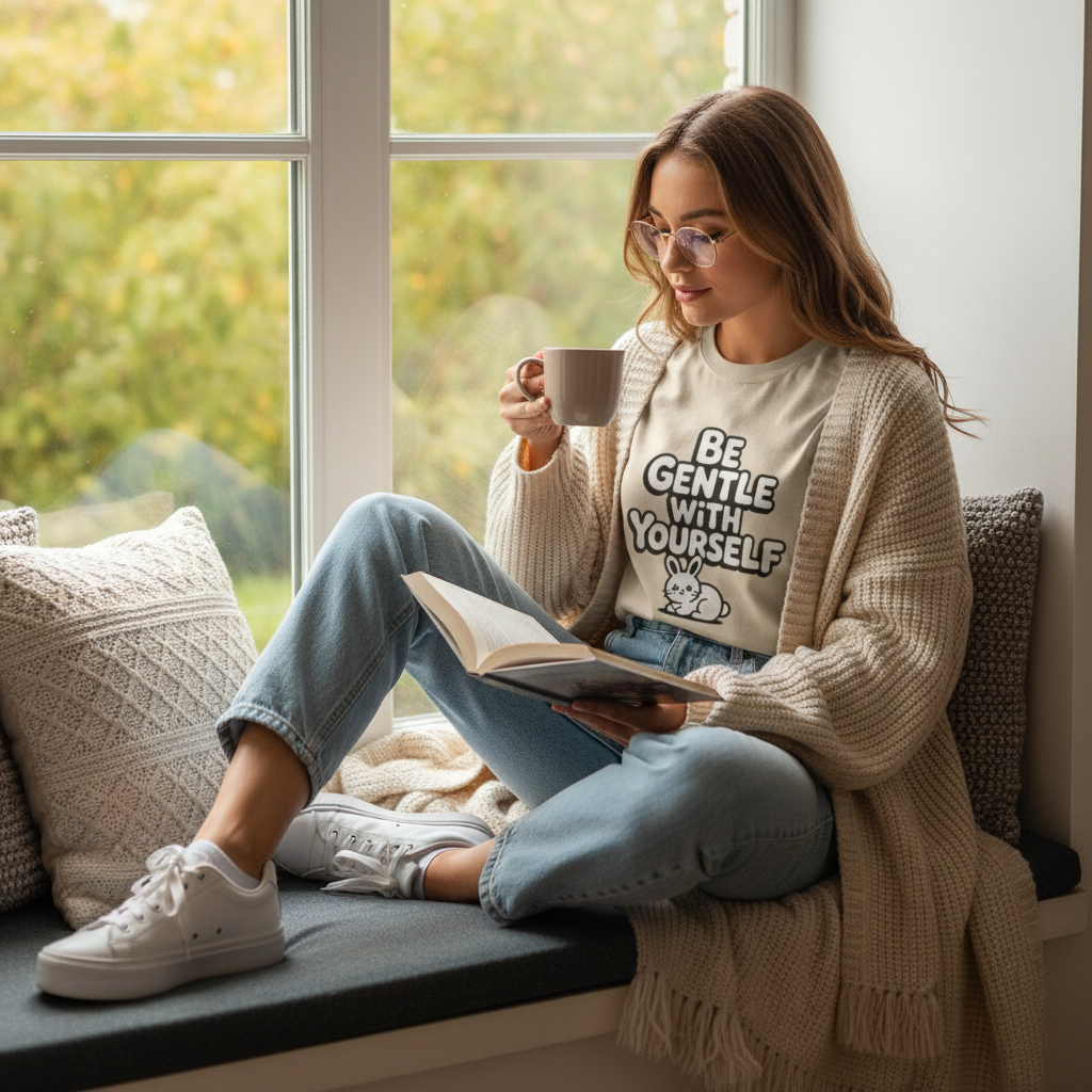 Be Gentle With Yourself Bunny T-Shirt | Unisex Self Care Graphic Tee