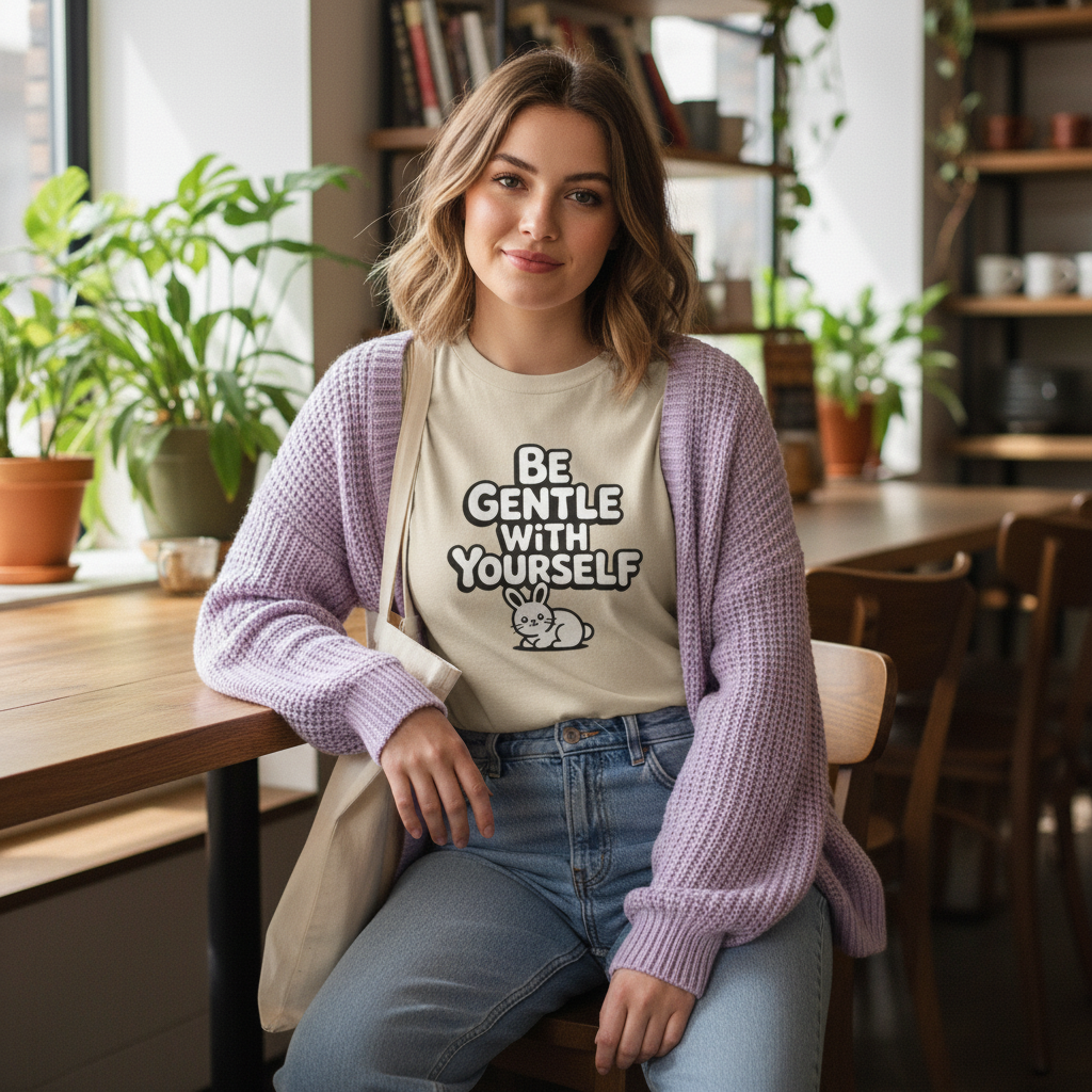 Be Gentle With Yourself Bunny T-Shirt | Unisex Self Care Graphic Tee
