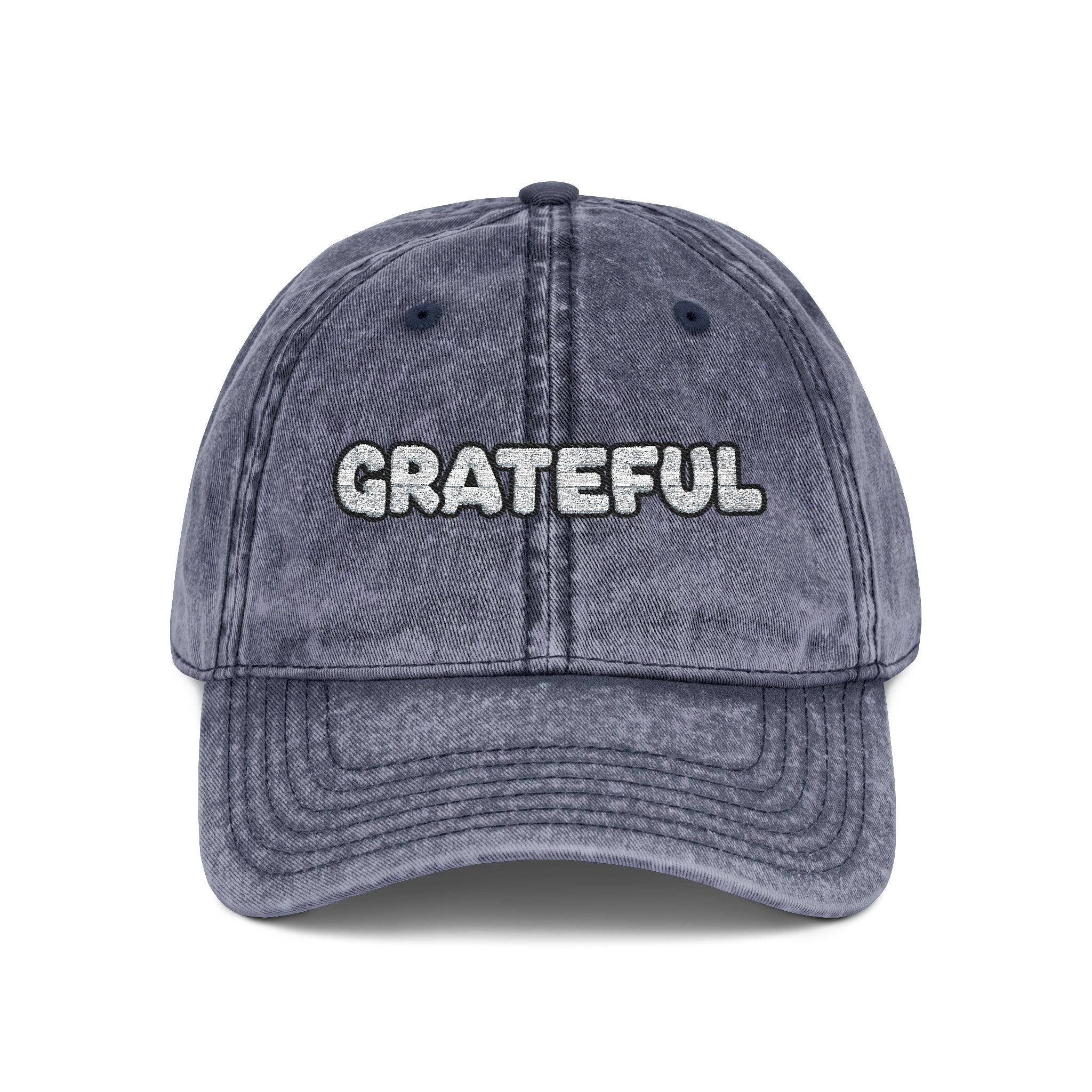 Grateful Embroidered Vintage Cap Washed Cotton Adjustable