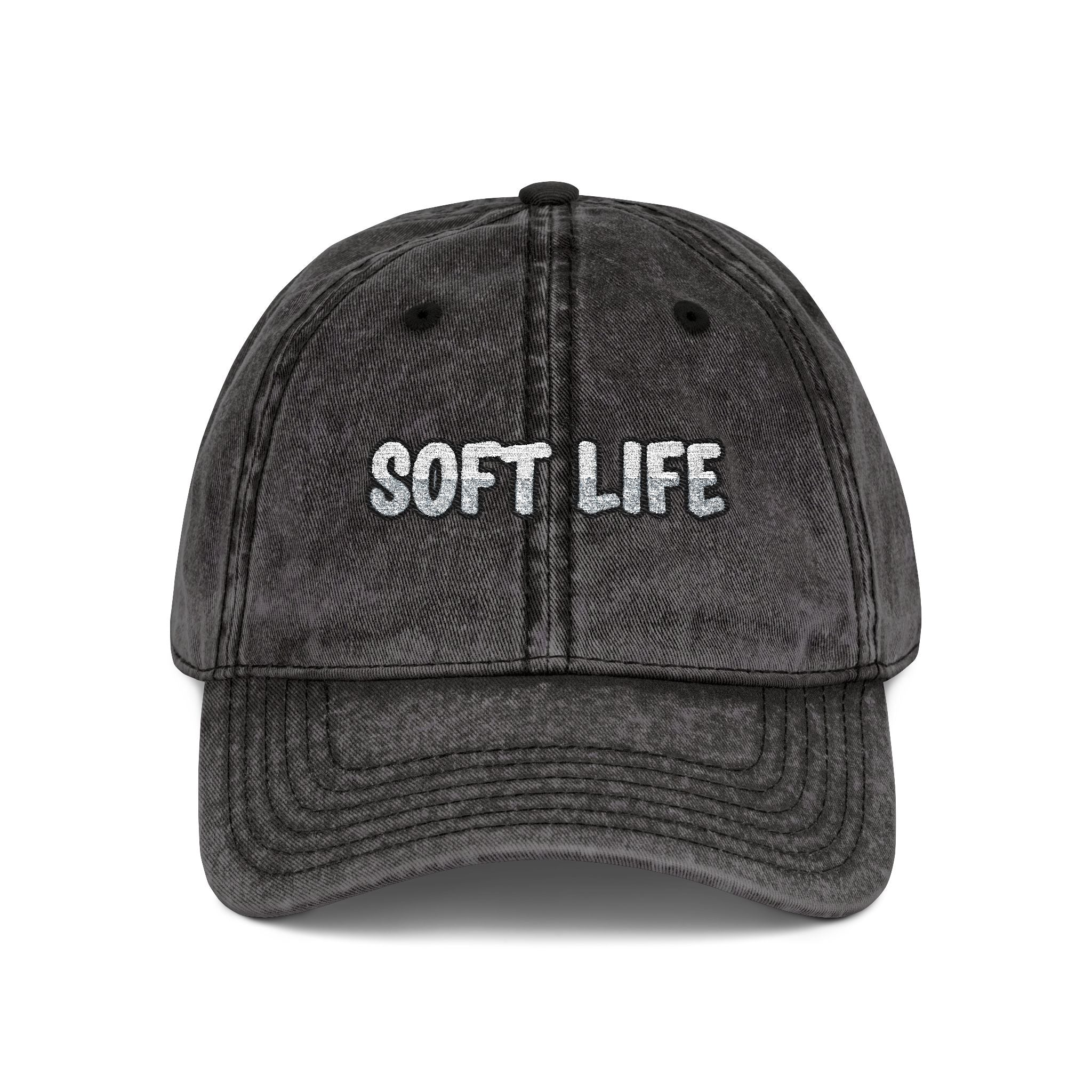 Soft Life Embroidered Hat Washed Cotton Brass Buckle