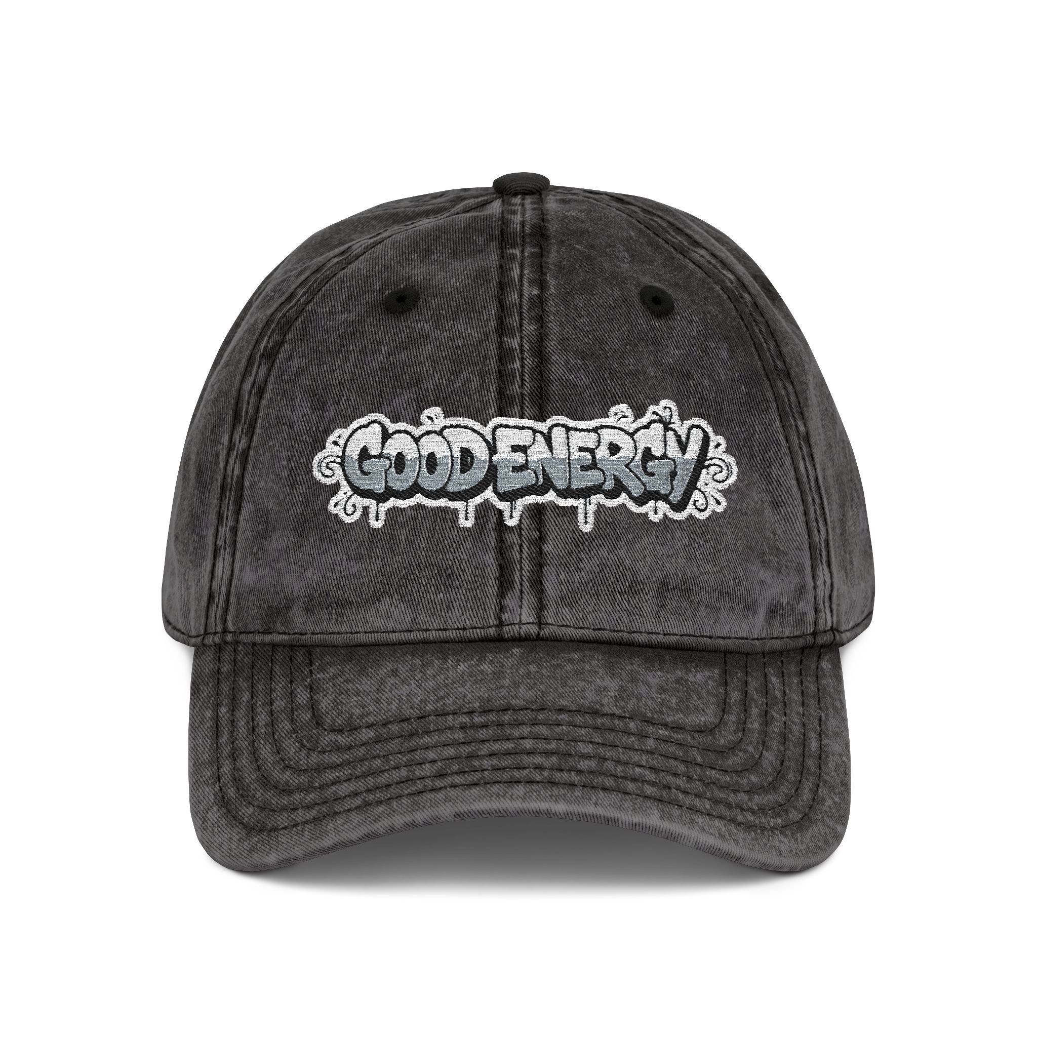 Good Energy Embroidered Washed Vintage Cap Graffiti Drip