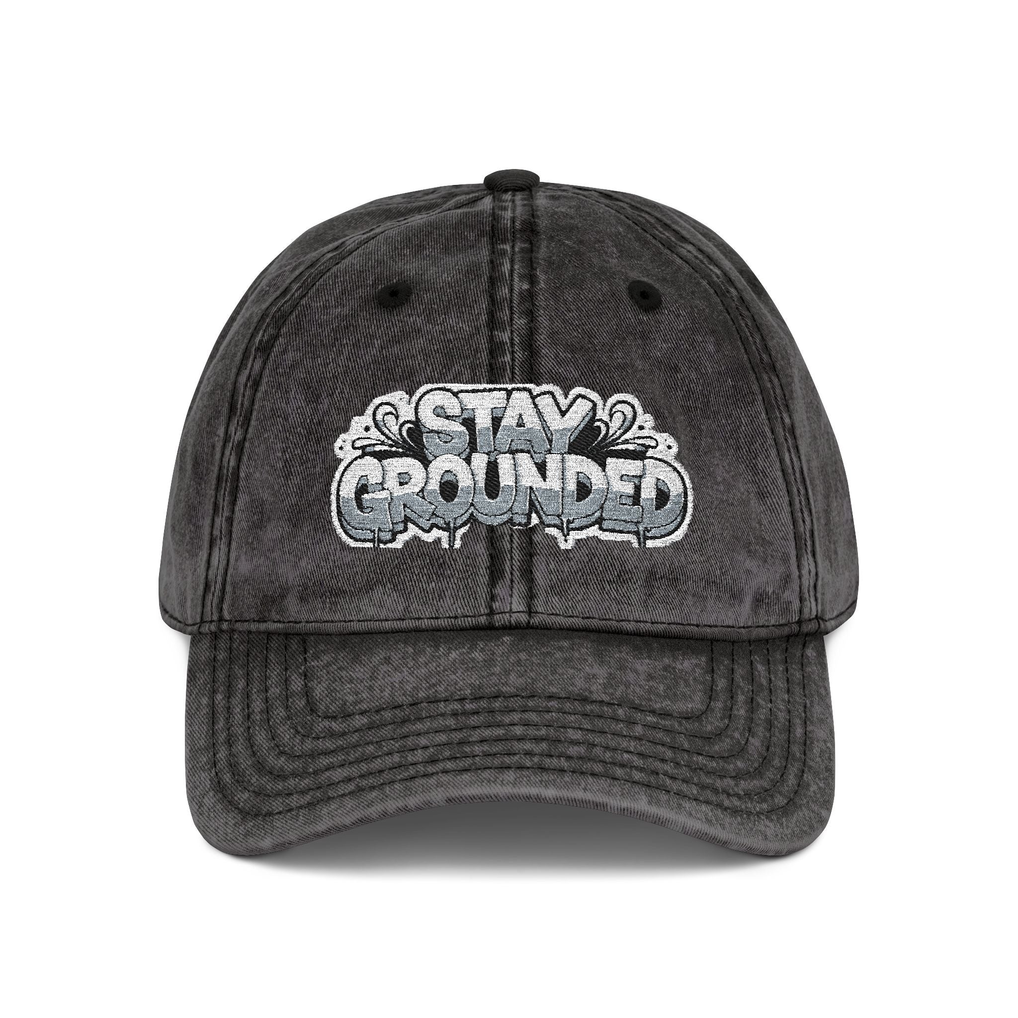 Stay Grounded Embroidered Cap Washed Vintage Adjustable