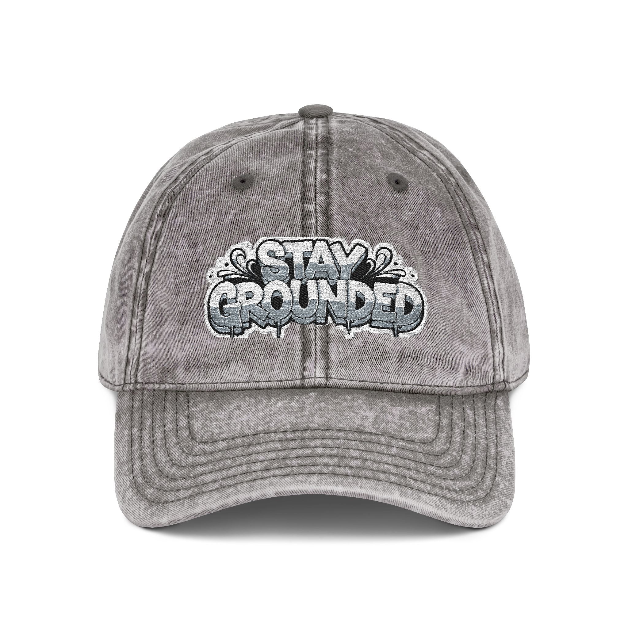 Stay Grounded Embroidered Cap Washed Vintage Adjustable