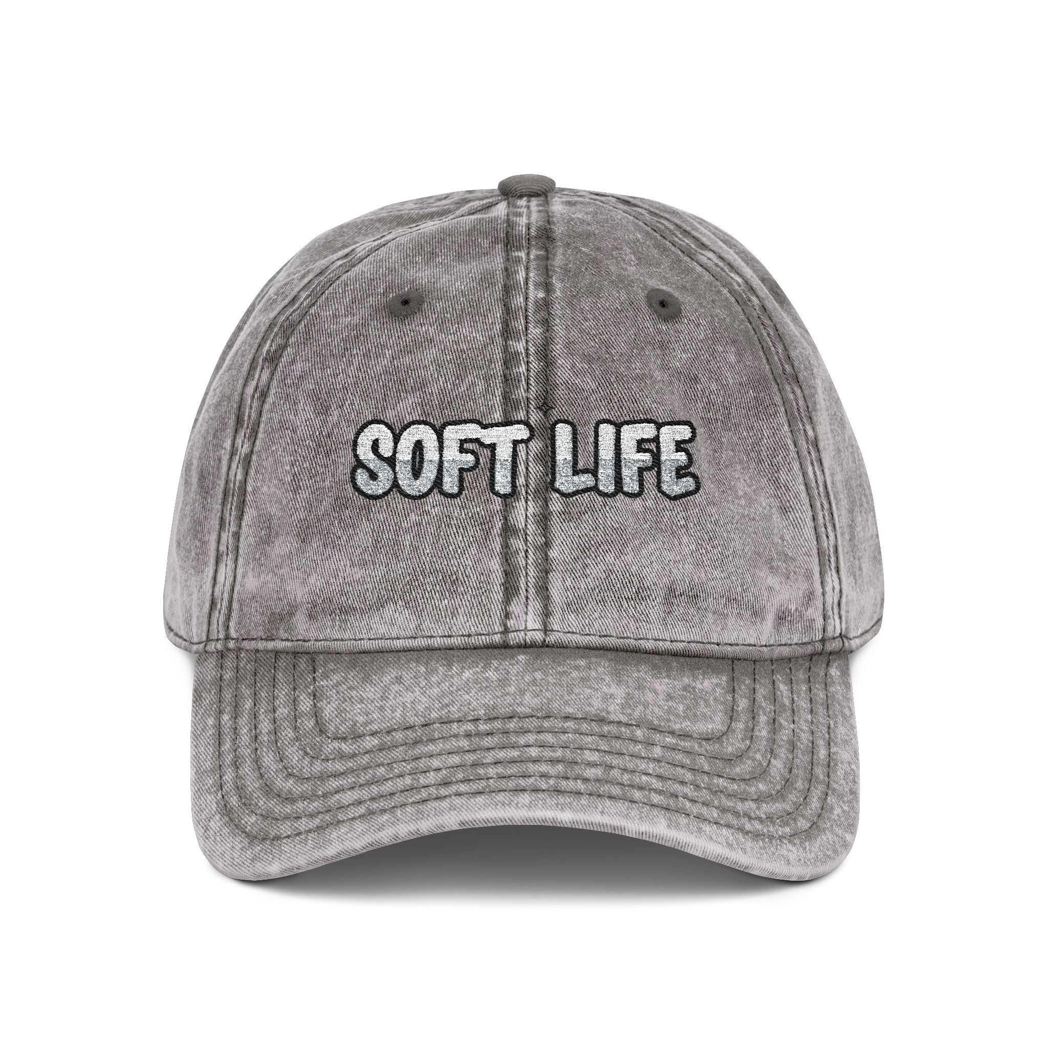 Soft Life Embroidered Hat Washed Cotton Brass Buckle