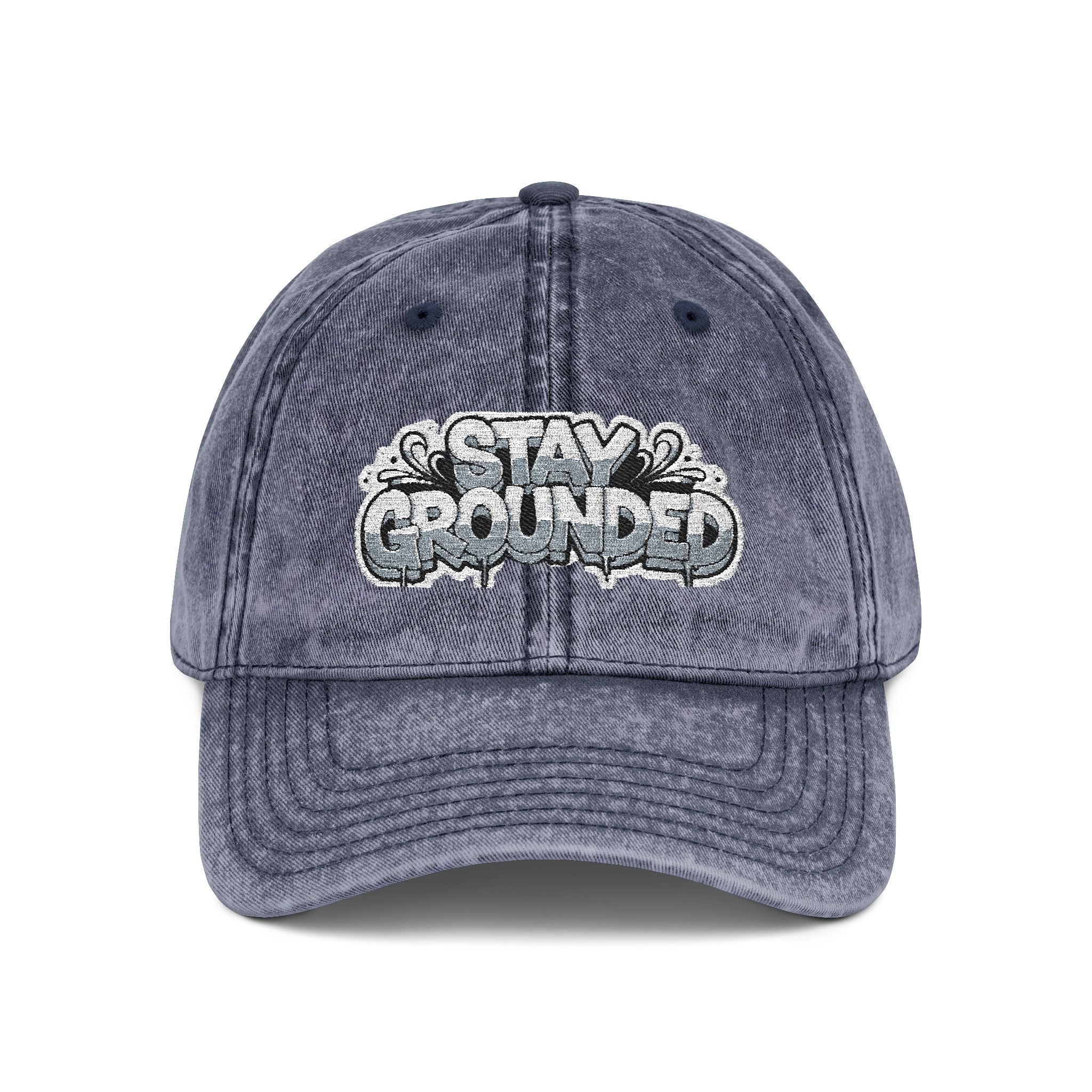 Stay Grounded Embroidered Cap Washed Vintage Adjustable