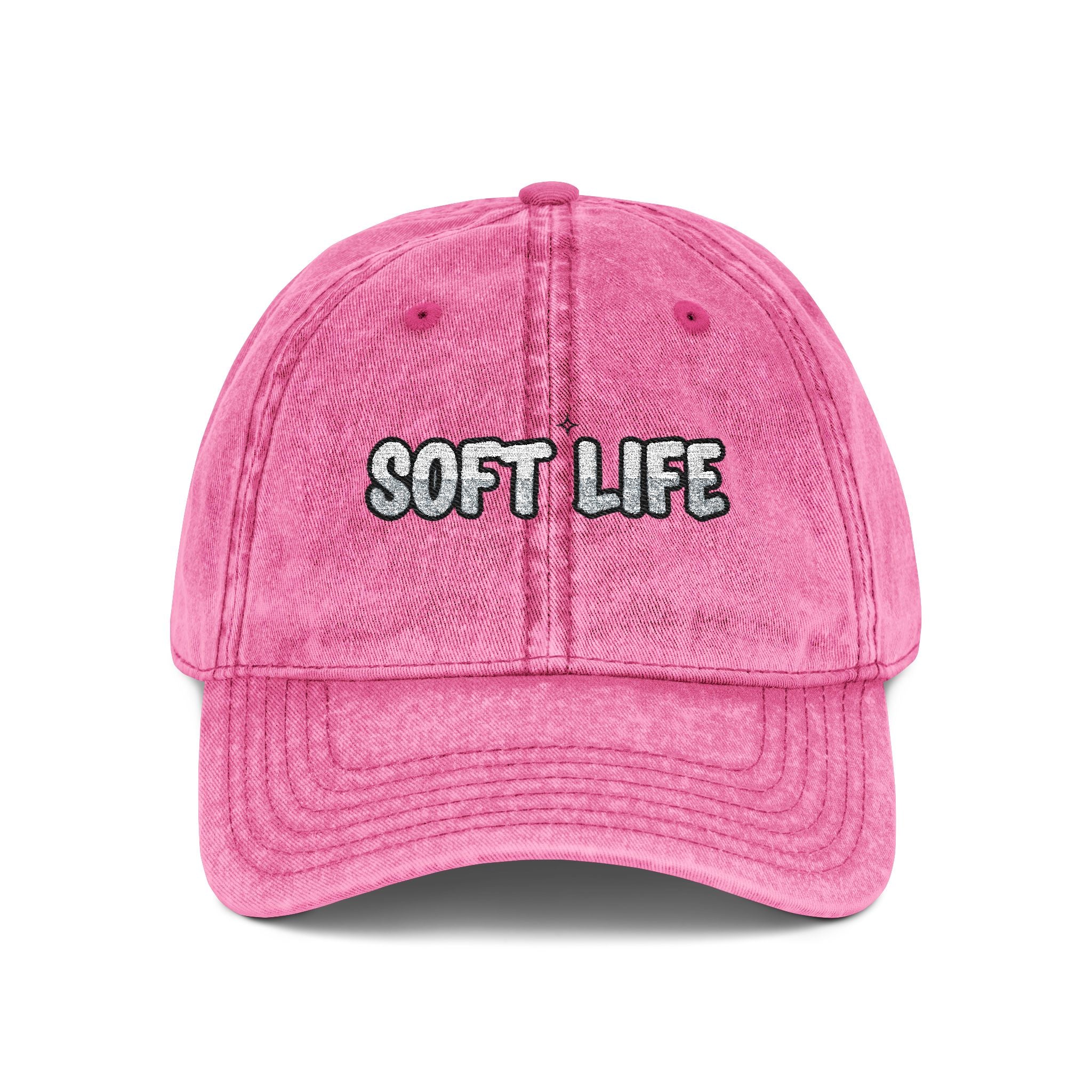 Soft Life Embroidered Hat Washed Cotton Brass Buckle